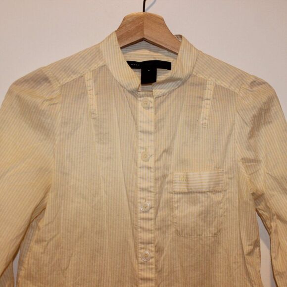 Marc Jacobs white & Yellow Stripes Button Down Shirts Women's Size 4 - Picture 3 of 13